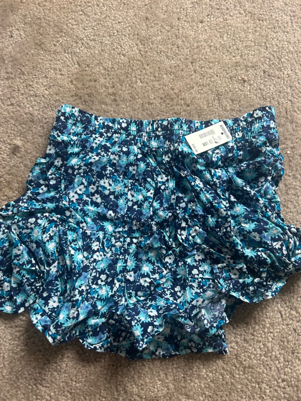 Aeropostale Navy and Teal Floral Ruffle Skort